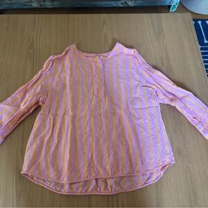 J. Crew Pink and Orange Striped Shirt